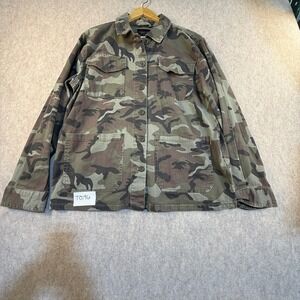 Sanctuary Camo Utility Jacket Womens Large Green Camouflage Military Shacket L